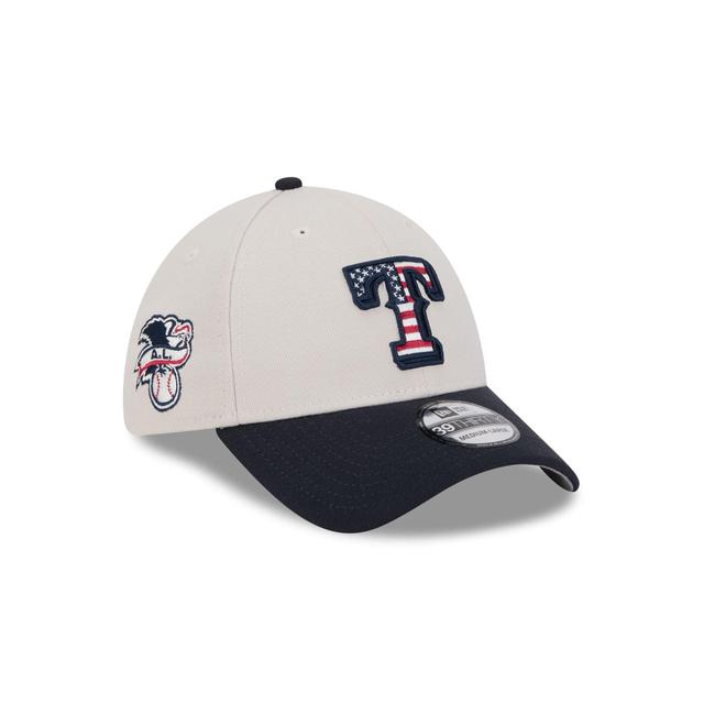 Texas Rangers Independence Day 2024 39THIRTY Stretch Fit Hat Male Product Image