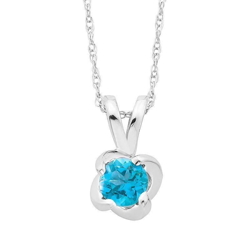 Boston Bay Diamonds Sterling Silver Birthstone Swirl Pendant Necklace, Womens Blue Product Image