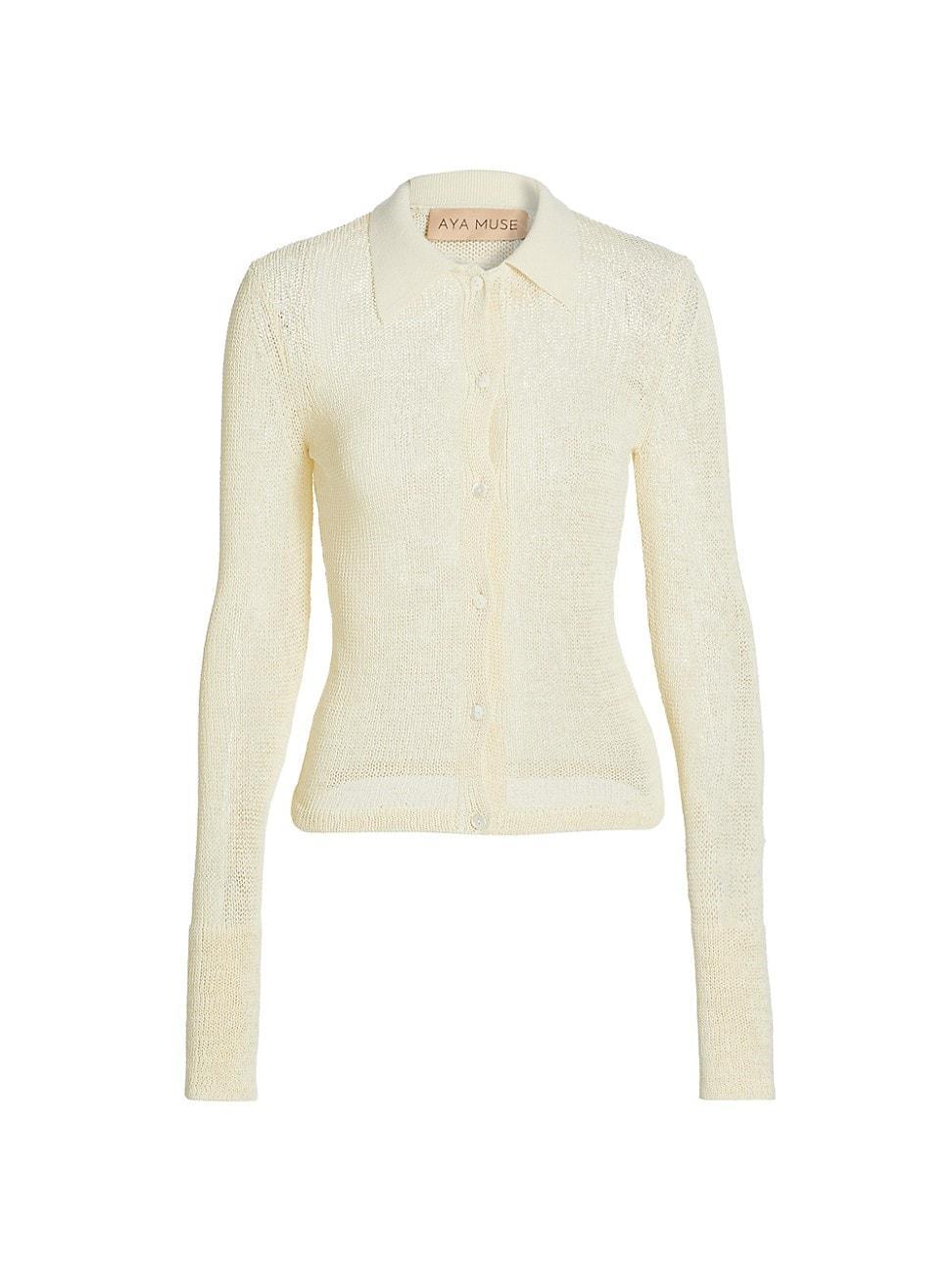 Womens Kivu Rib-Knit Collared Cardigan Product Image