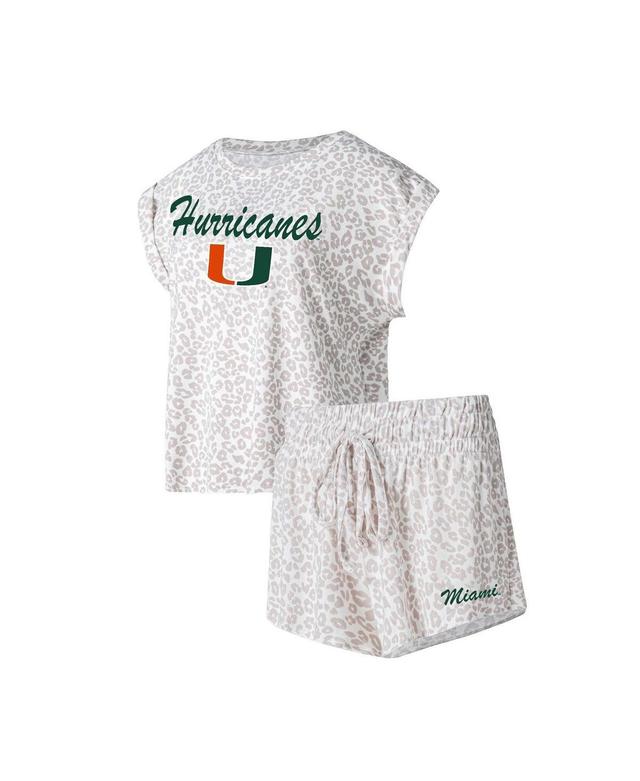 Womens Concepts Sport Cream Miami Hurricanes Montana T-shirt and Shorts Sleep Set Product Image