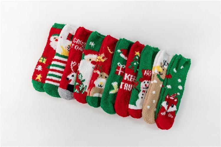 Christmas Cartoon Fleece Socks Product Image