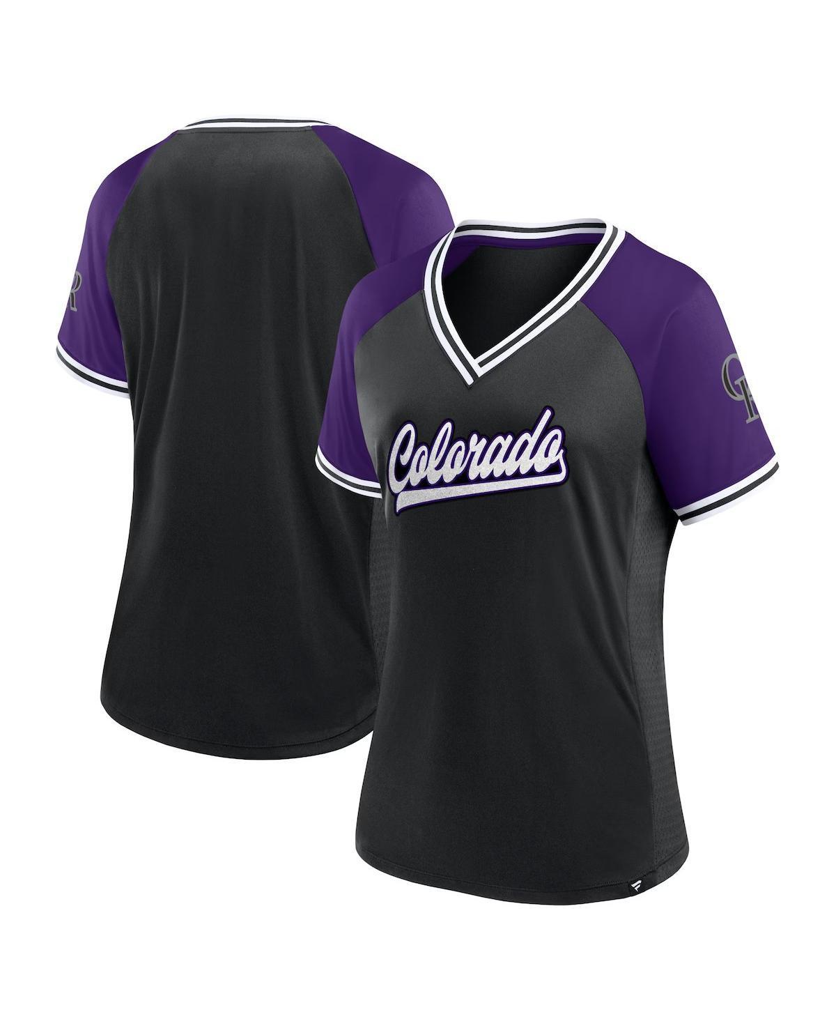 Womens Fanatics Colorado Rockies Glitz & Glam League Diva Raglan V-Neck T-Shirt Product Image