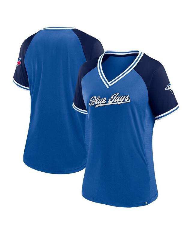 Womens Fanatics Royal Toronto Blue Jays Glitz & Glam League Diva Raglan V-Neck T-shirt Product Image