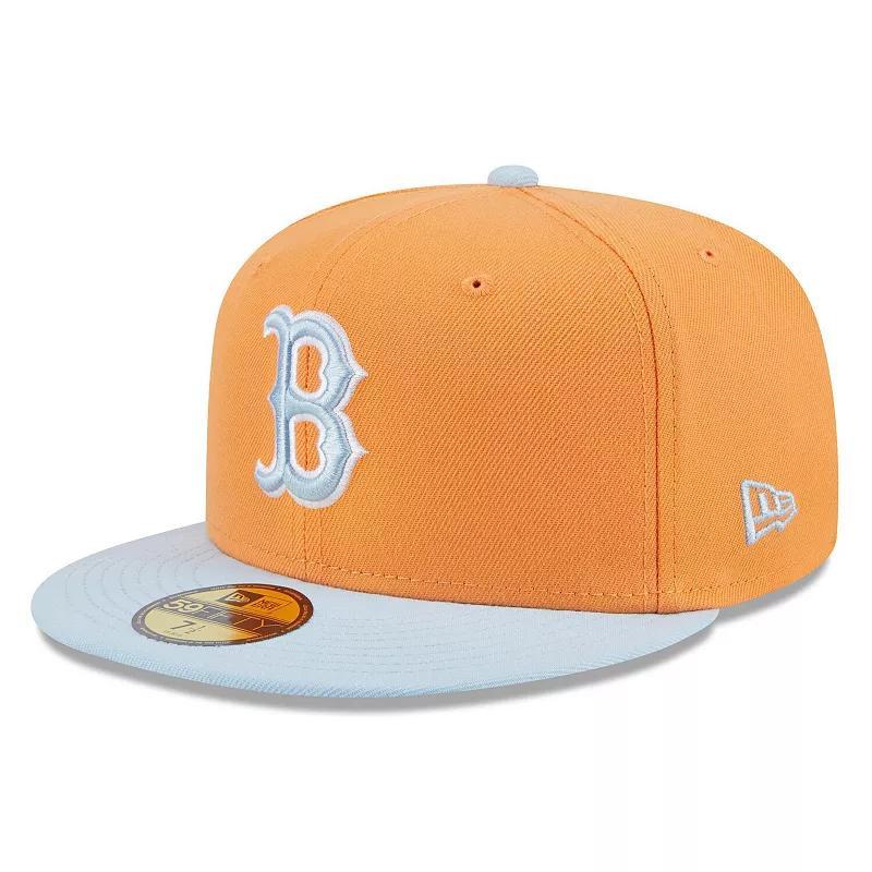 Mens New Era Orange/Light Blue Boston Red Sox Spring Color Basic Two-Tone 59FIFTY Fitted Hat Product Image