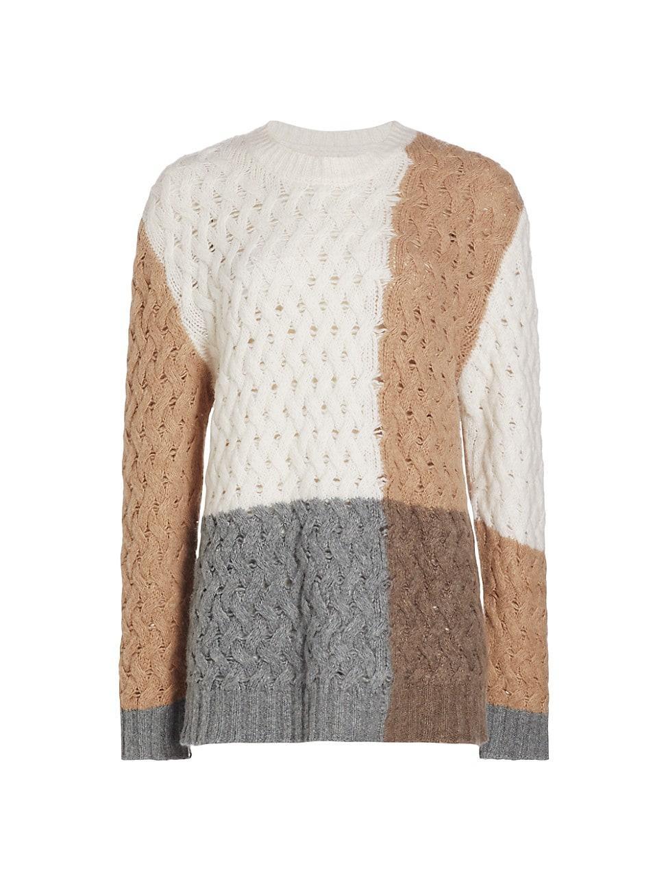 Womens Colorblocked Wool & Cashmere-Blend Sweater Product Image