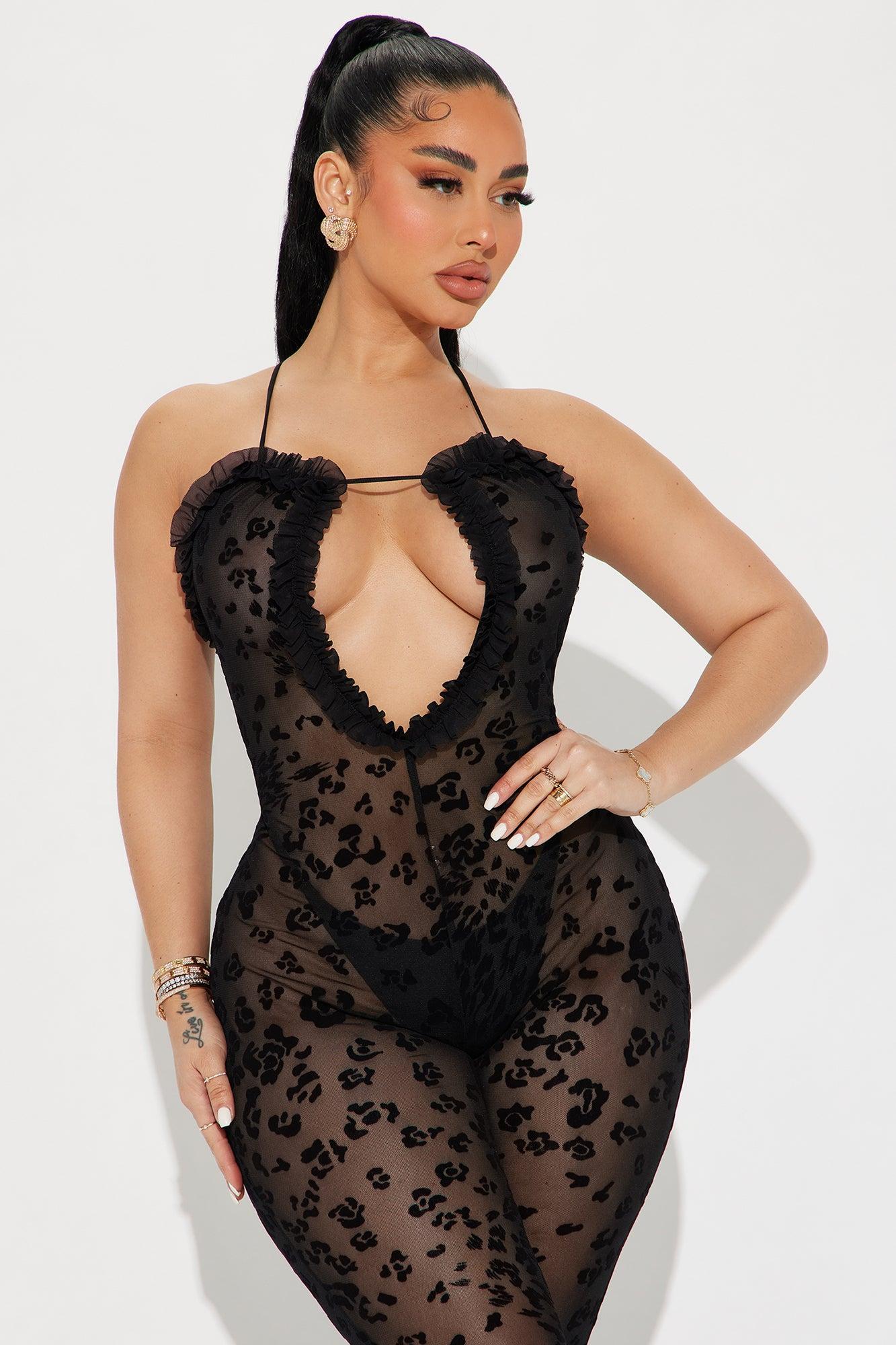 Only Yours Mesh Jumpsuit - Black Product Image