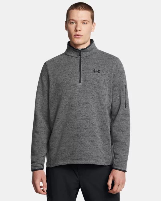 Mens Under Armour Specialist Quarter Zip Sweater Green Product Image