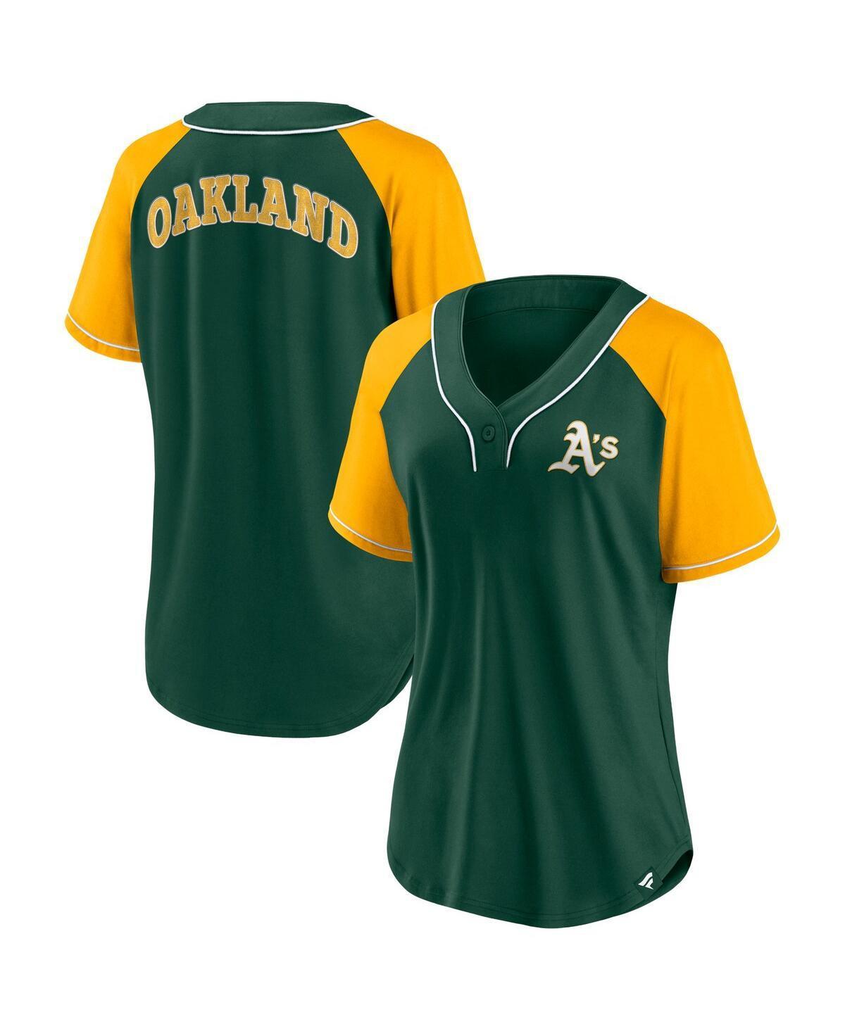 Womens Fanatics Green Oakland Athletics Ultimate Style Raglan V-Neck T-shirt Product Image