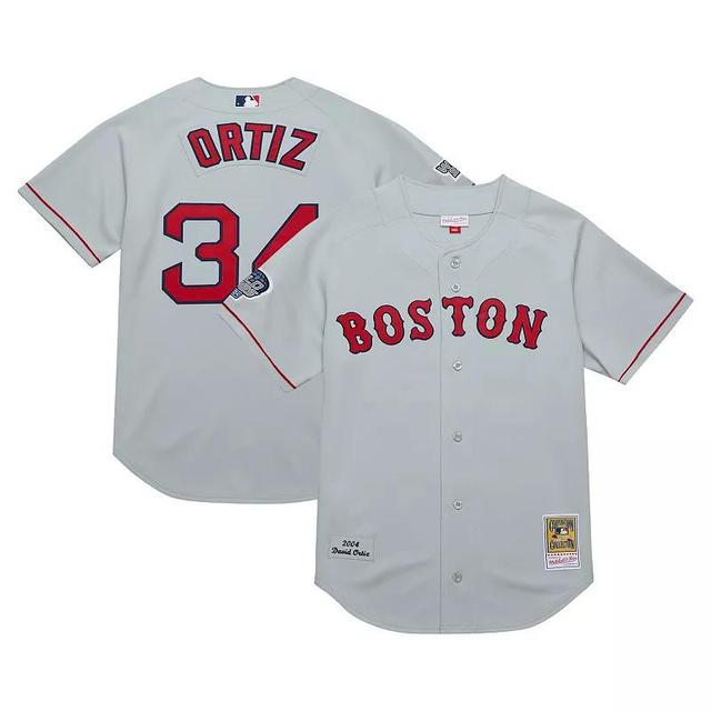 Mens Mitchell & Ness David Ortiz Gray Boston Red Sox 2004 Cooperstown Collection Authentic Throwback Jersey Product Image