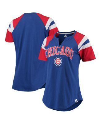 Womens Starter Royal and Red Chicago Cubs Game On Notch Neck Raglan T-shirt - Royal Product Image