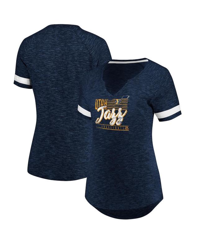 Womens Fanatics Navy and White Utah Jazz Showtime Winning with Pride Notch Neck T-shirt - Navy Product Image