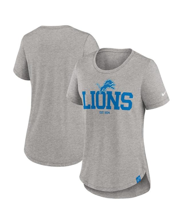 Nike Womens Heather Charcoal Detroit Lions Fashion Tri-Blend T-Shirt Product Image