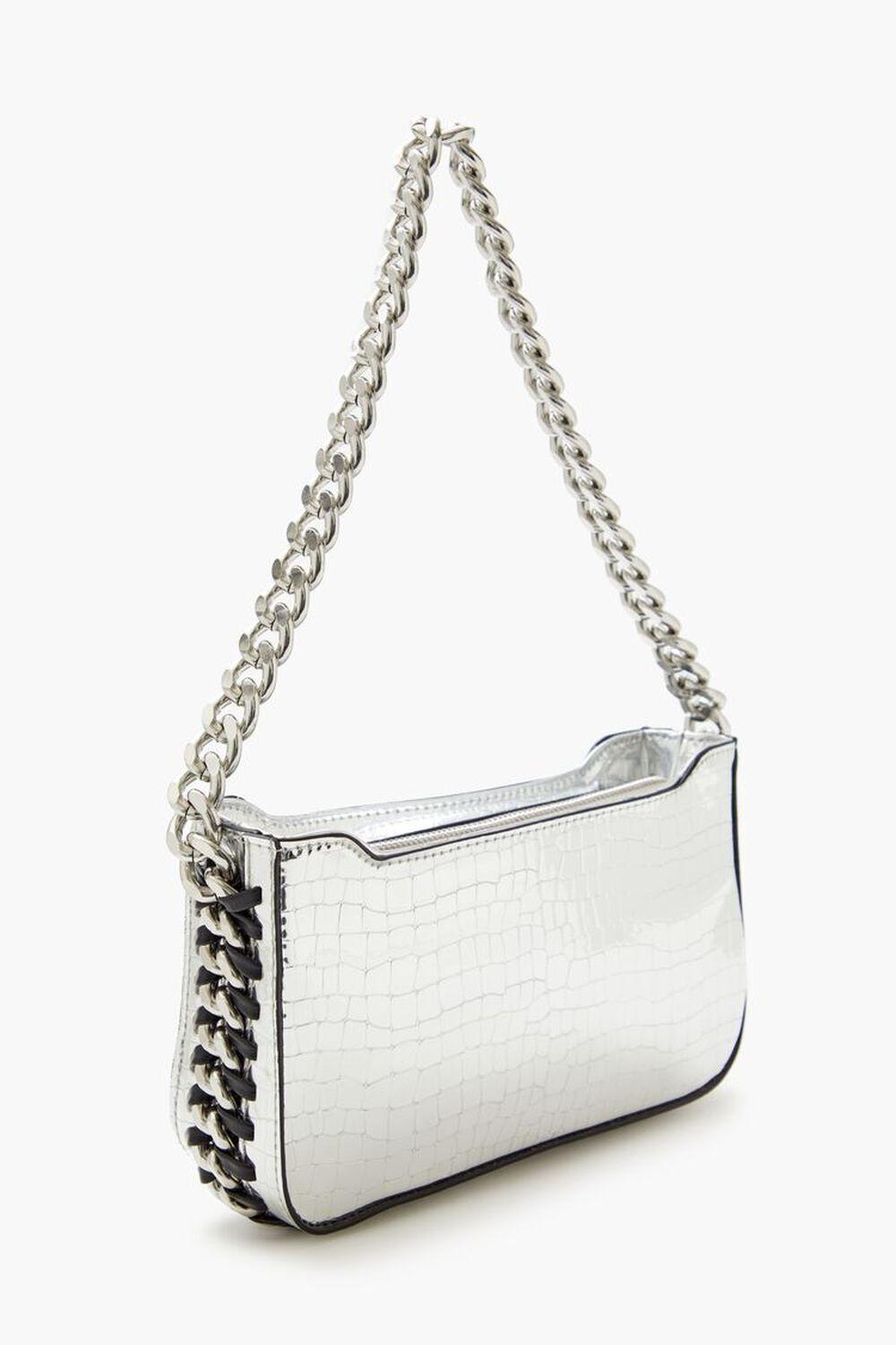 Metallic Faux Croc Shoulder Bag | Forever 21 Product Image