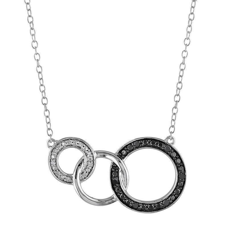 Stella Grace 1/10 Carat T.W. Black & White Diamond Sterling Silver Circle Link Necklace, Womens Product Image