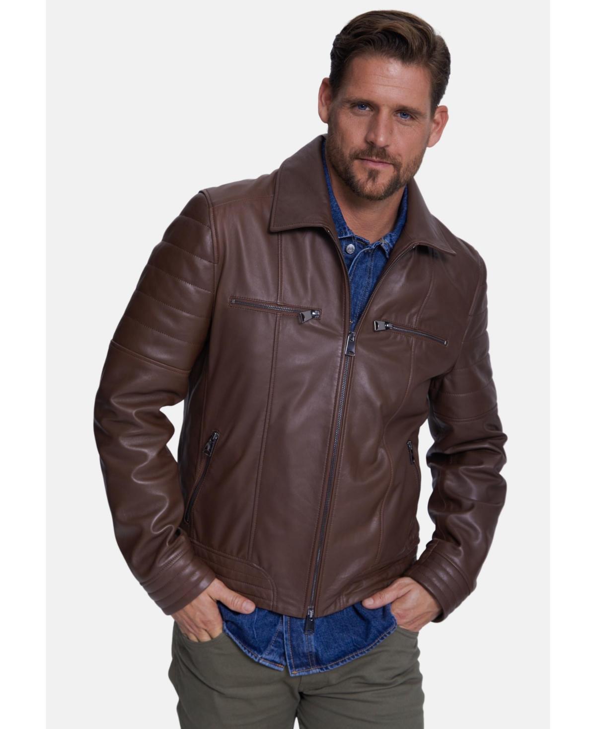 Furniq Uk Mens Fashion Leather Jacket, Nappa Chocolate Brown Product Image