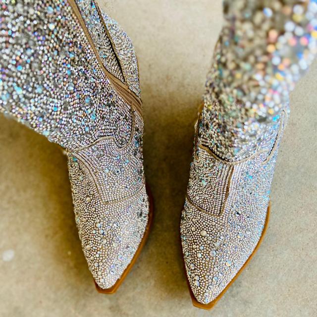 Glitz & Glam Silver Rhinestone Boots Product Image