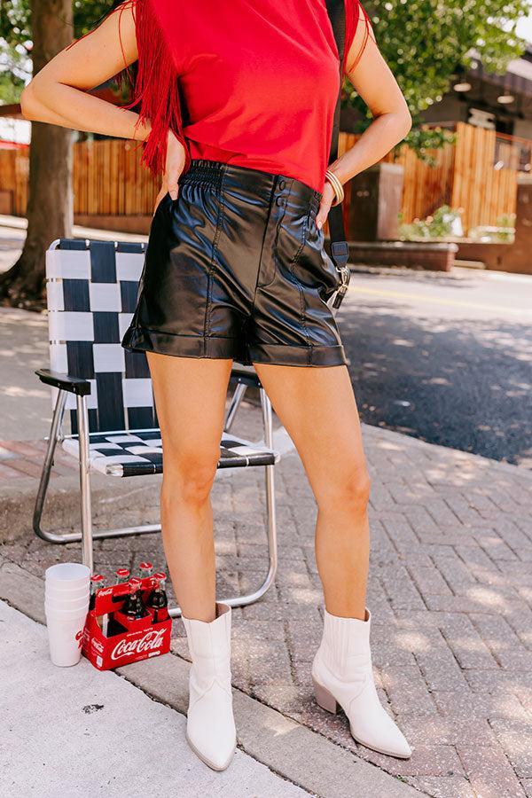 Called To Be Cute Faux Leather Shorts In Black product image