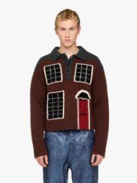 HOUSE' INTARSIA POLO SWEATER in brown | JW Anderson US  Product Image