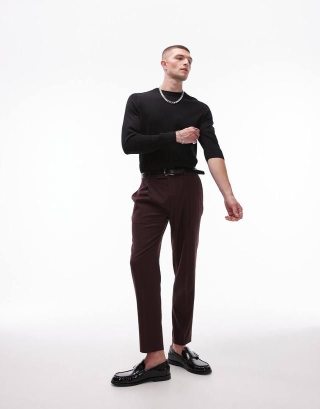 Topman premium taper suit pants in red Product Image