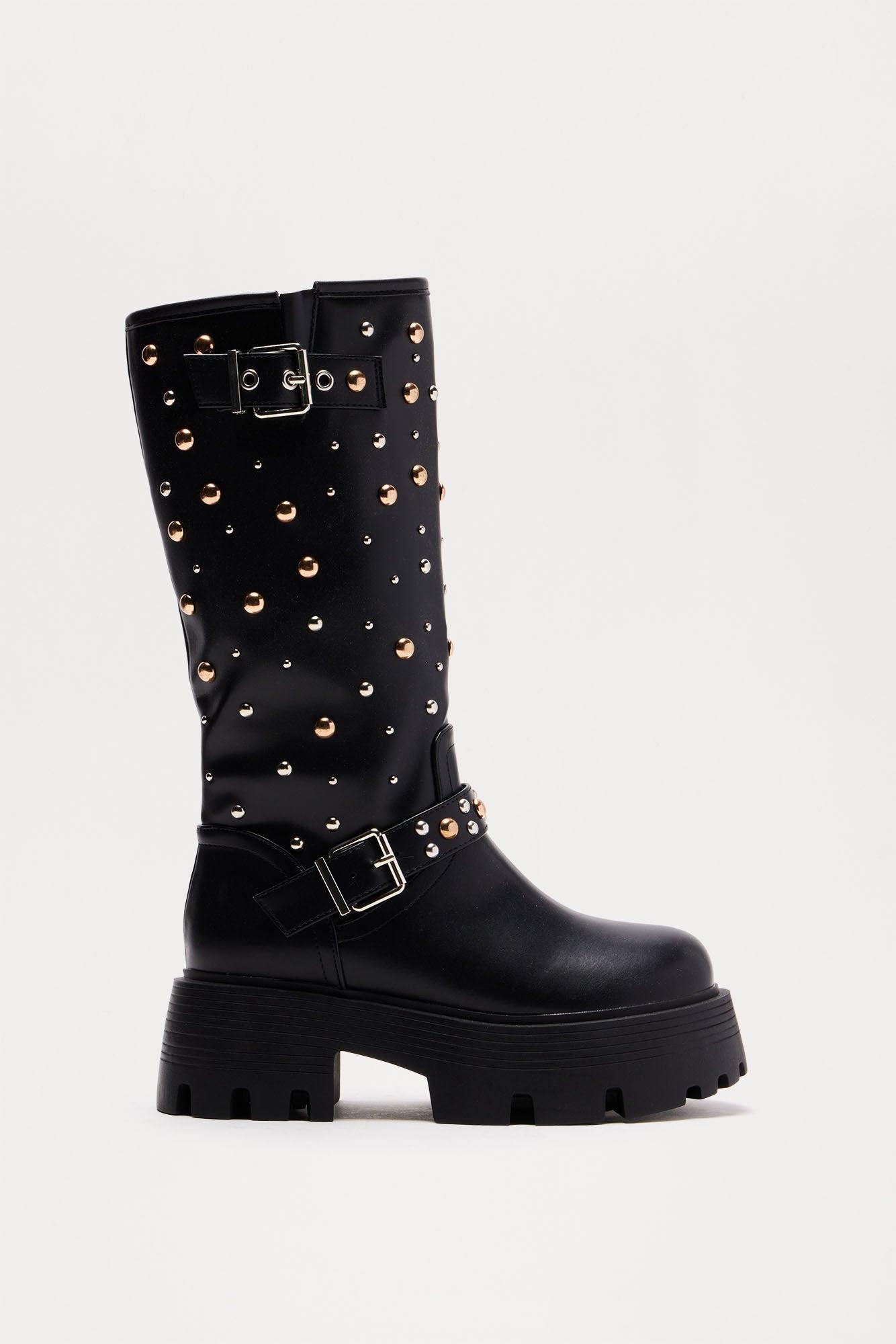 Maddox Studded Boots - Black Product Image