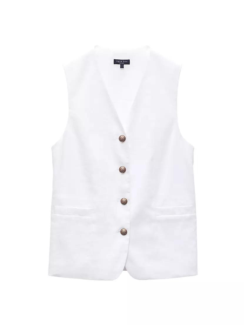 Charlotte Linen-Blend Button-Up Vest Product Image