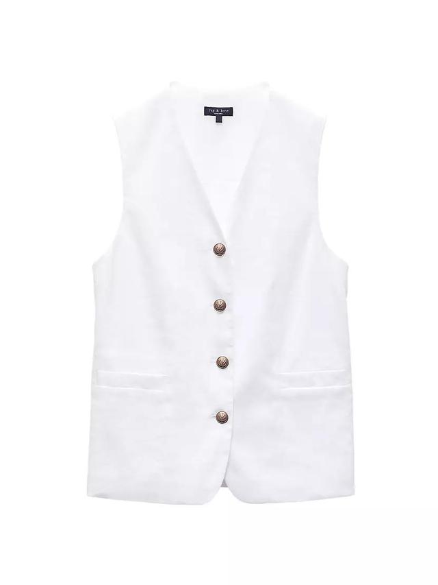 Charlotte Linen-Blend Button-Up Vest Product Image