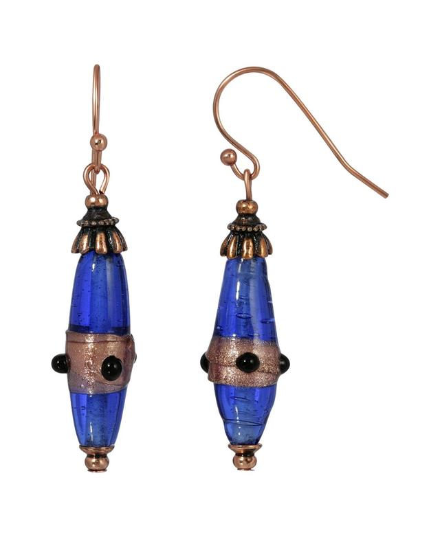 1928 Copper Tone Blue Drop Earrings, Womens Product Image