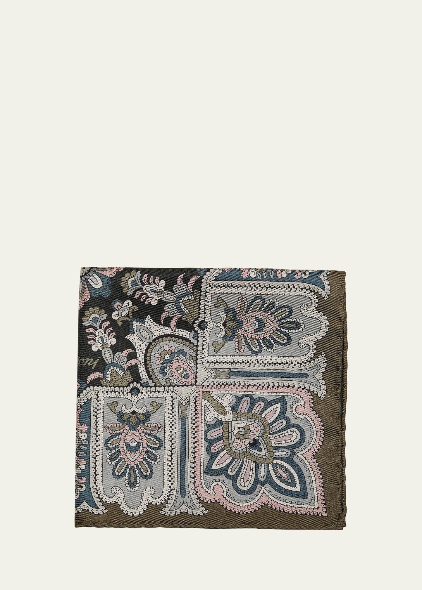 Mens Silk Floral-Paisley Pocket Square Product Image