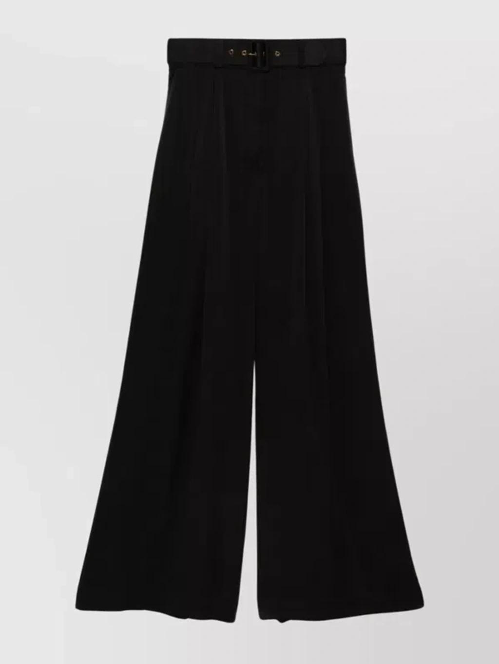 ZIMMERMANN Wide-leg Silk Trousers Belt Loops In Black Product Image