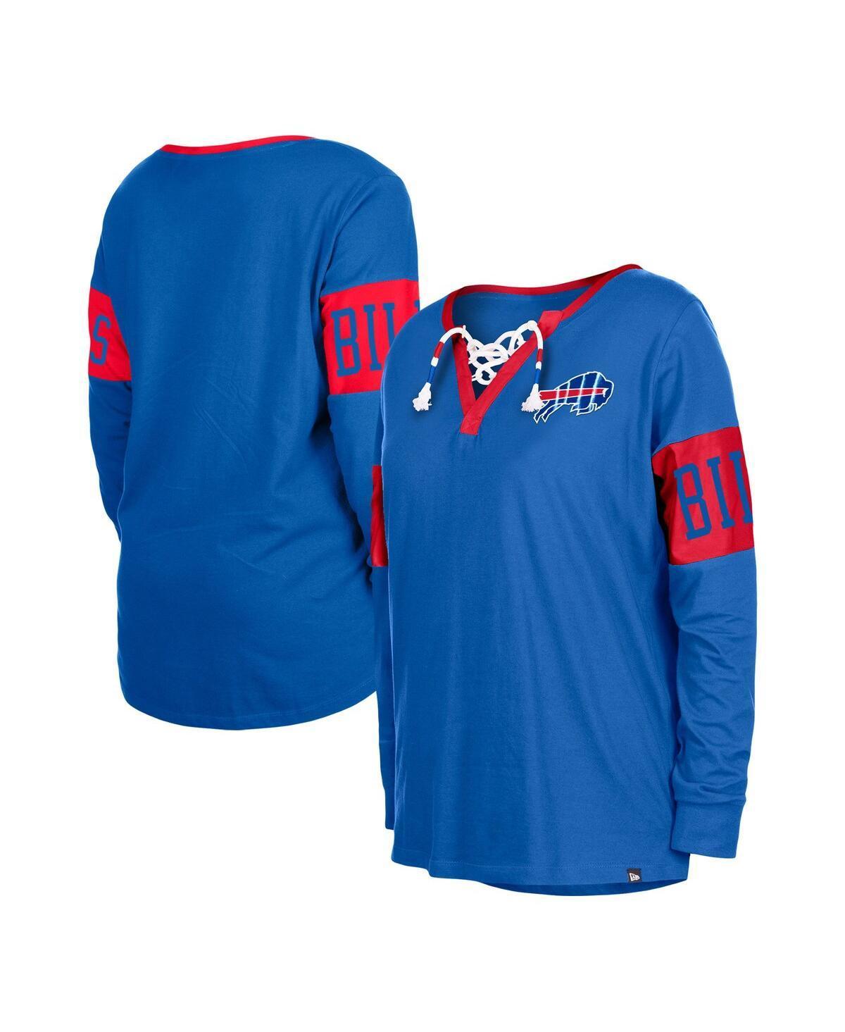 Womens New Era Royal Buffalo Bills Lace-Up Notch Neck Long Sleeve T-shirt Product Image