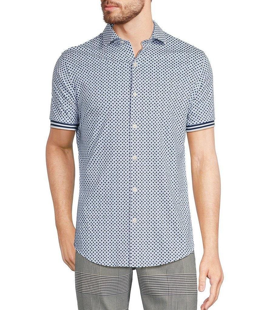 Murano Modern Maritime Collection Slim-Fit Geo Print Short Sleeve Woven Shirt Product Image