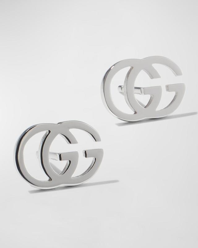 Womens 18K White Gold Double G Earrings Product Image