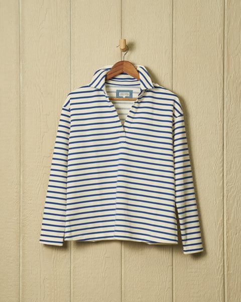 Inlet Pullover in Cream/Atlantic Blue Loopback Terry Product Image