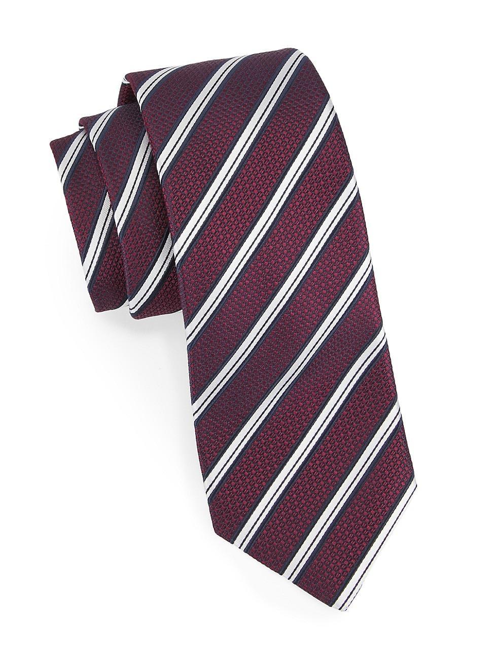 Mens Striped Cotton & Silk Tie Product Image