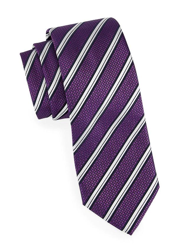 Mens Striped Cotton & Silk Tie Product Image