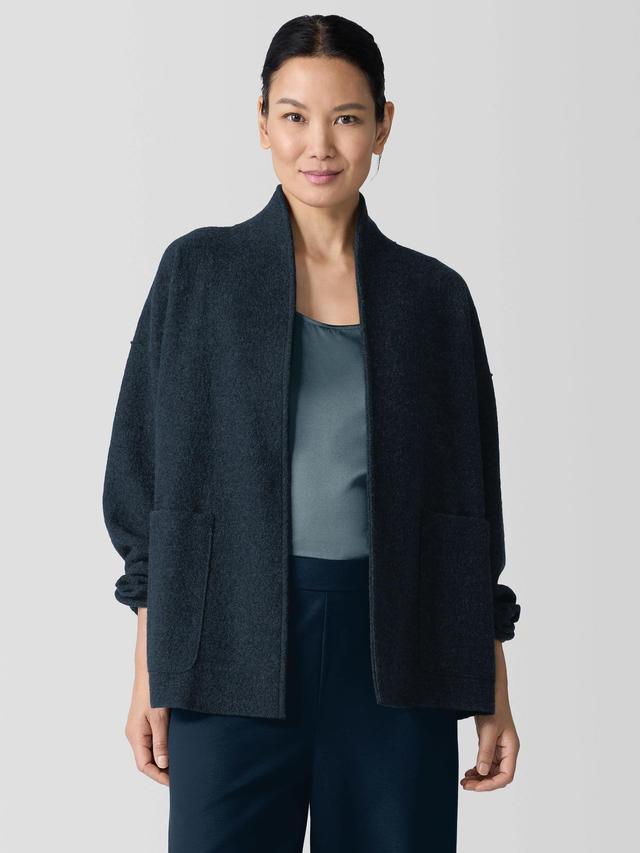 EILEEN FISHER Lightweight Boiled Wool High Collar Jacket in Regenerative Woolfemale Product Image