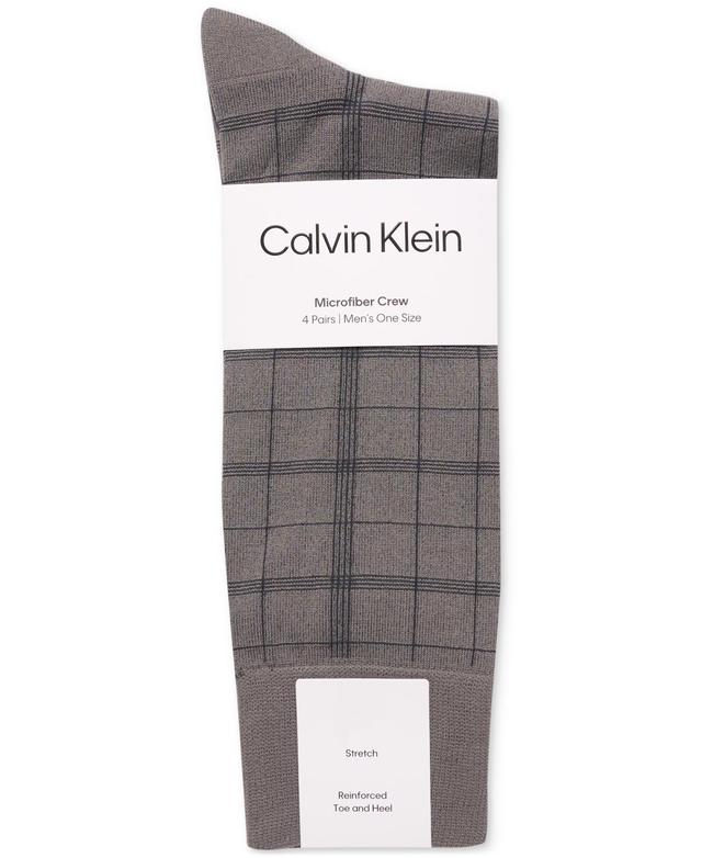 Calvin Klein Mens Crew Length Microfiber Dress Socks, Assorted Patterns, Pack of 4 Product Image