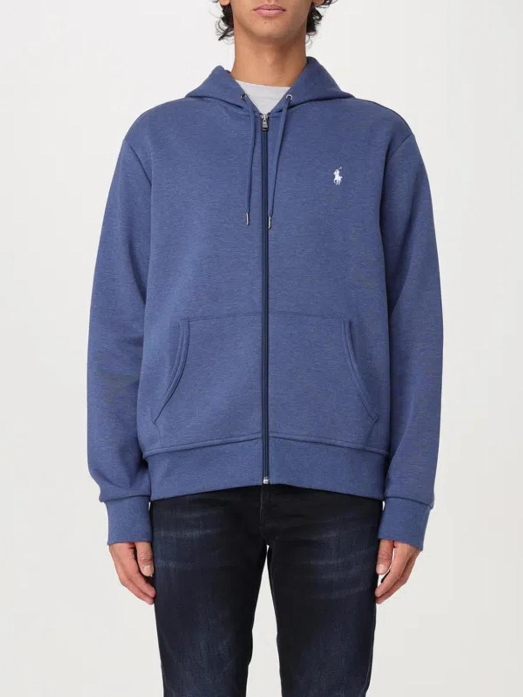 POLO RALPH LAUREN Pony Embroidered Zipped Hoodie In Blue Product Image