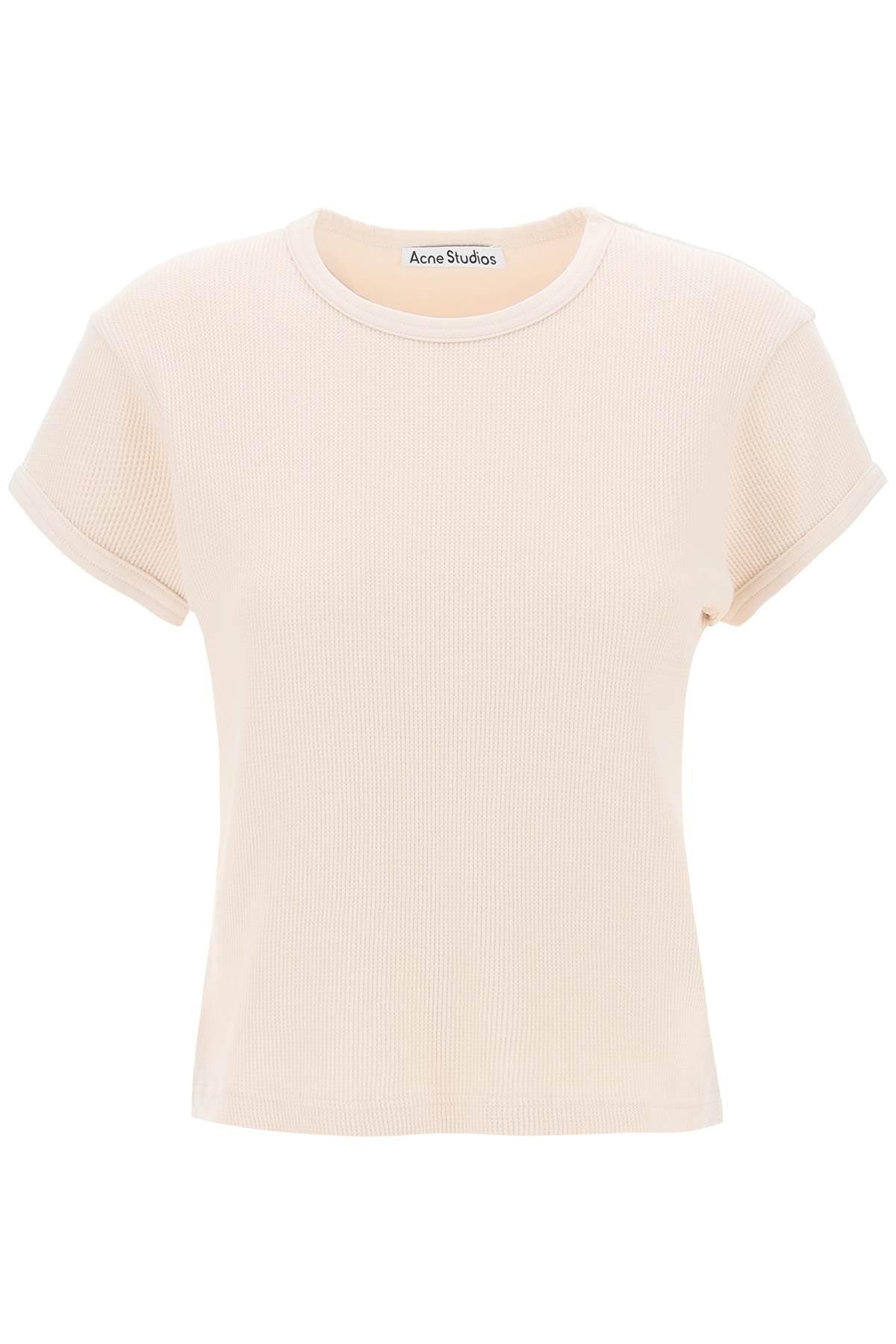 ACNE STUDIOS Cotton Honeycomb Pattern T-shirt In Neutral Product Image