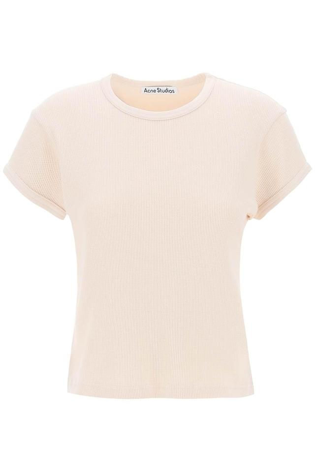 ACNE STUDIOS Cotton Honeycomb Pattern T-shirt In Neutral Product Image