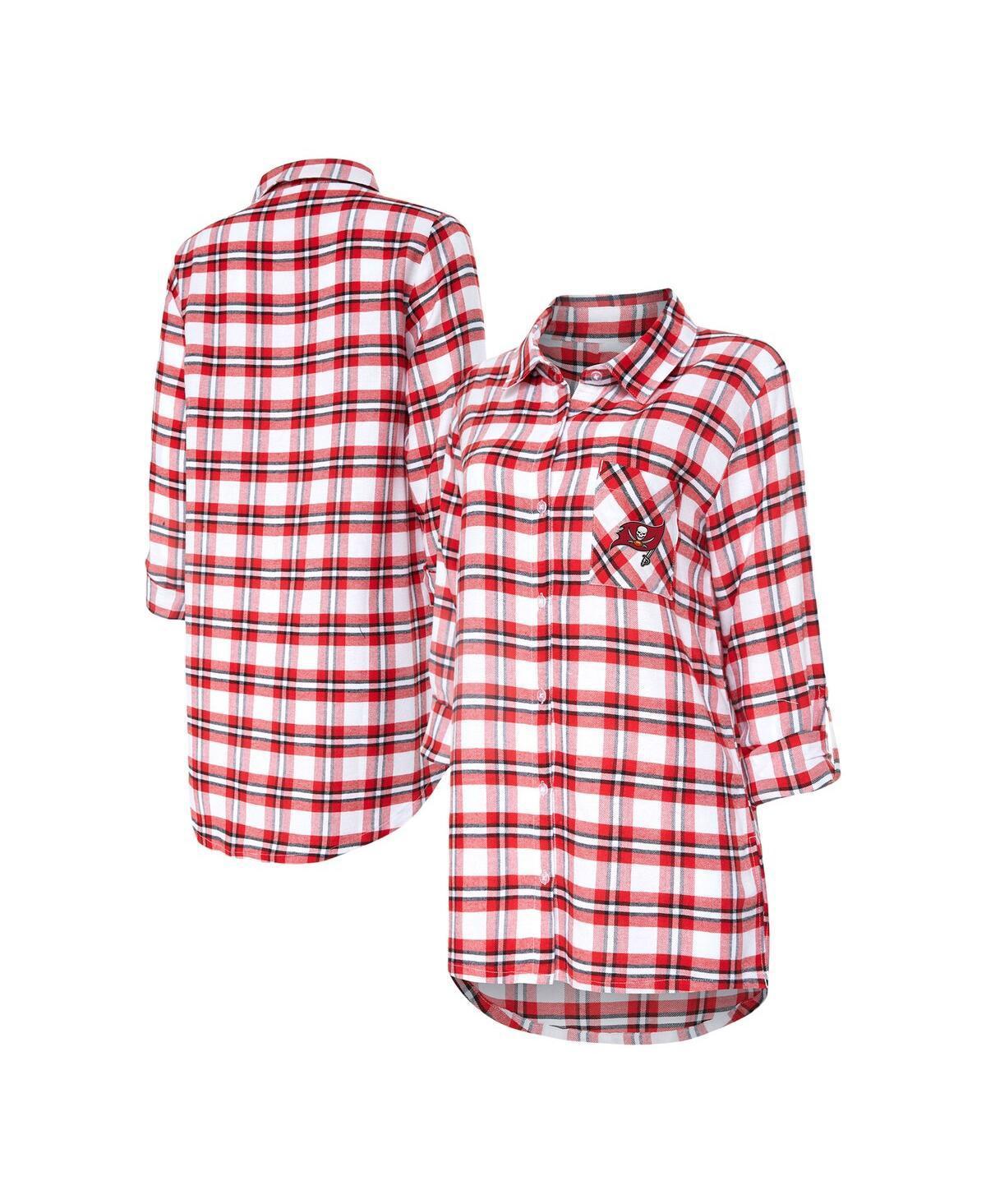 Womens Concepts Sport Red Tampa Bay Buccaneers Sienna Plaid Full-Button Long Sleeve Nightshirt Product Image