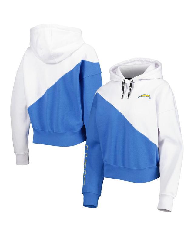 Womens Dkny Sport White and Powder Blue Los Angeles Chargers Bobbi Color Blocked Pullover Hoodie - White Product Image