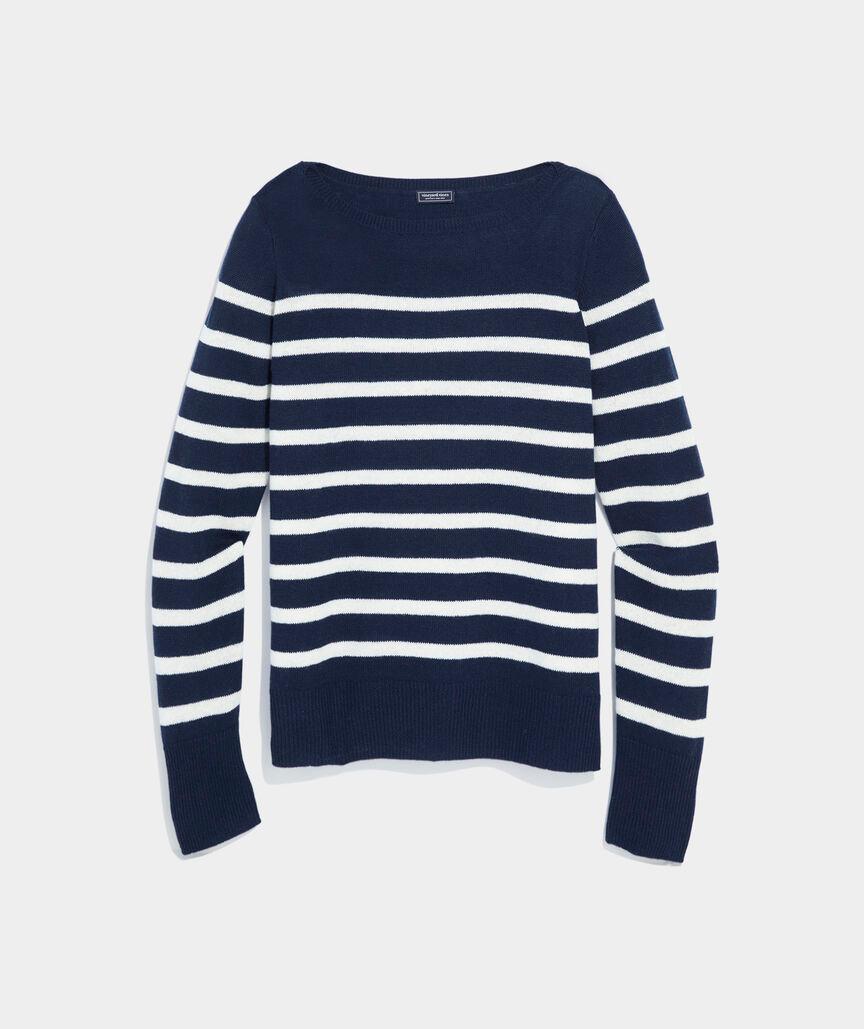 Linen Cashmere Striped Boatneck Sweater Product Image