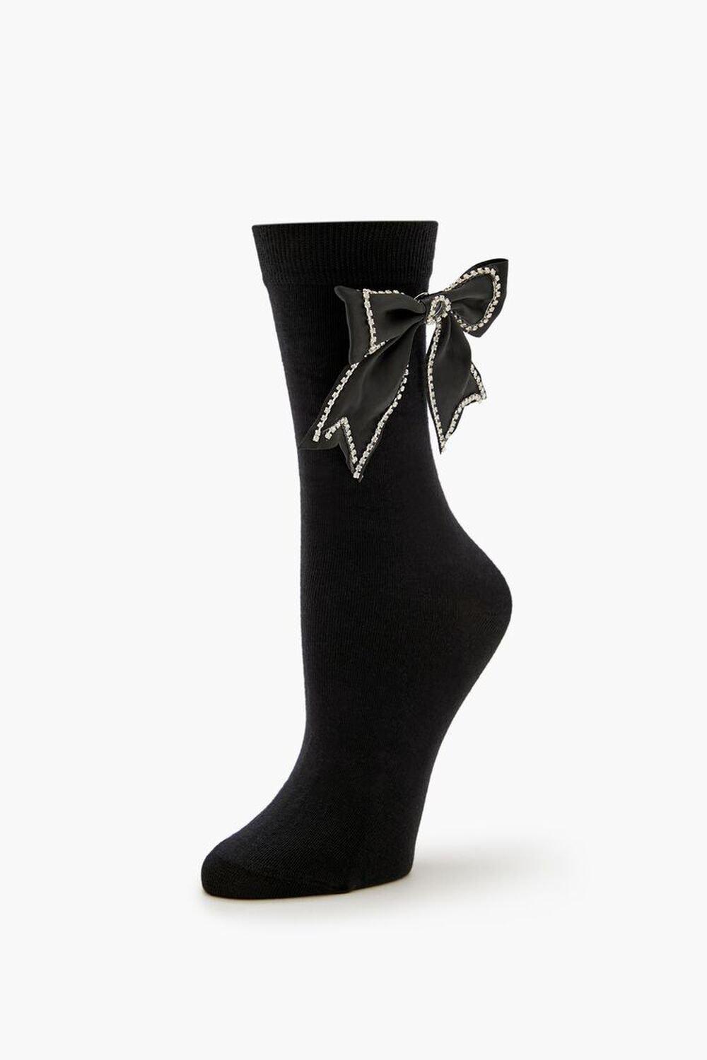 Rhinestone Bow Crew Socks | Forever 21 Product Image