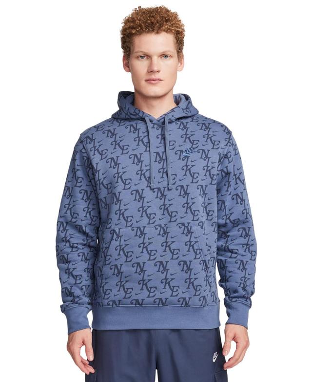 Nike Mens Sportswear Club Fleece Logo-Print Hoodie - Diffused Blue Product Image