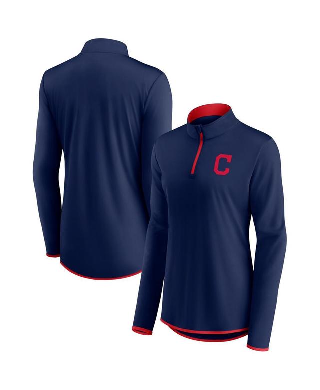 Womens Fanatics Navy Cleveland Indians Primary Logo Quarter-Zip Jacket - Navy Product Image