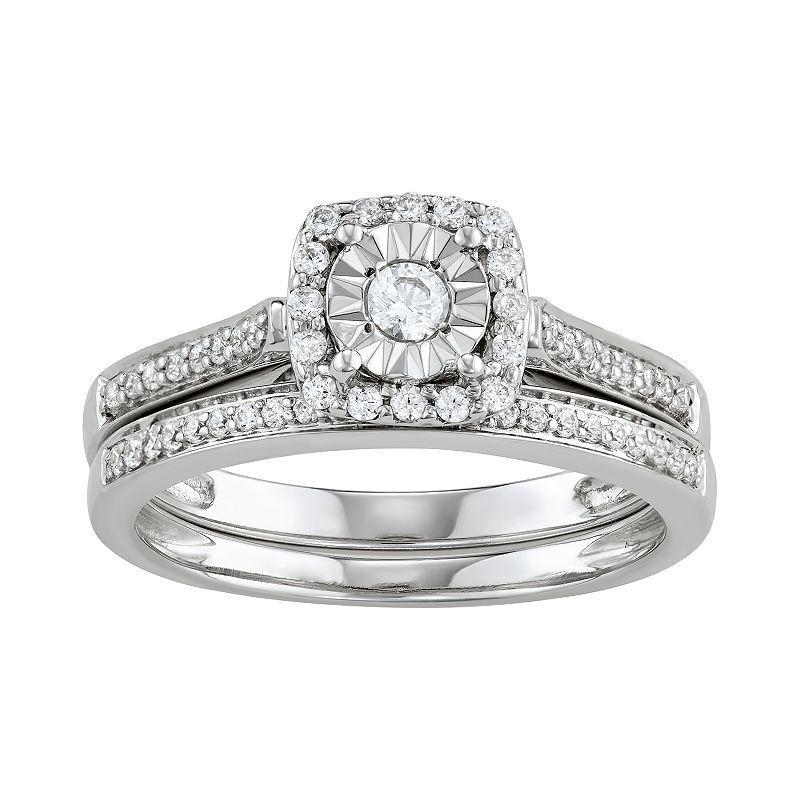 10k White Gold 3/8 Carat T.W. Diamond Engagement Ring, Womens Product Image