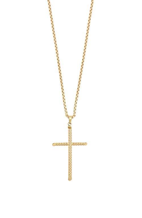 Bony Levy Mens 14K Gold Rope Cross Pendant Necklace Product Image