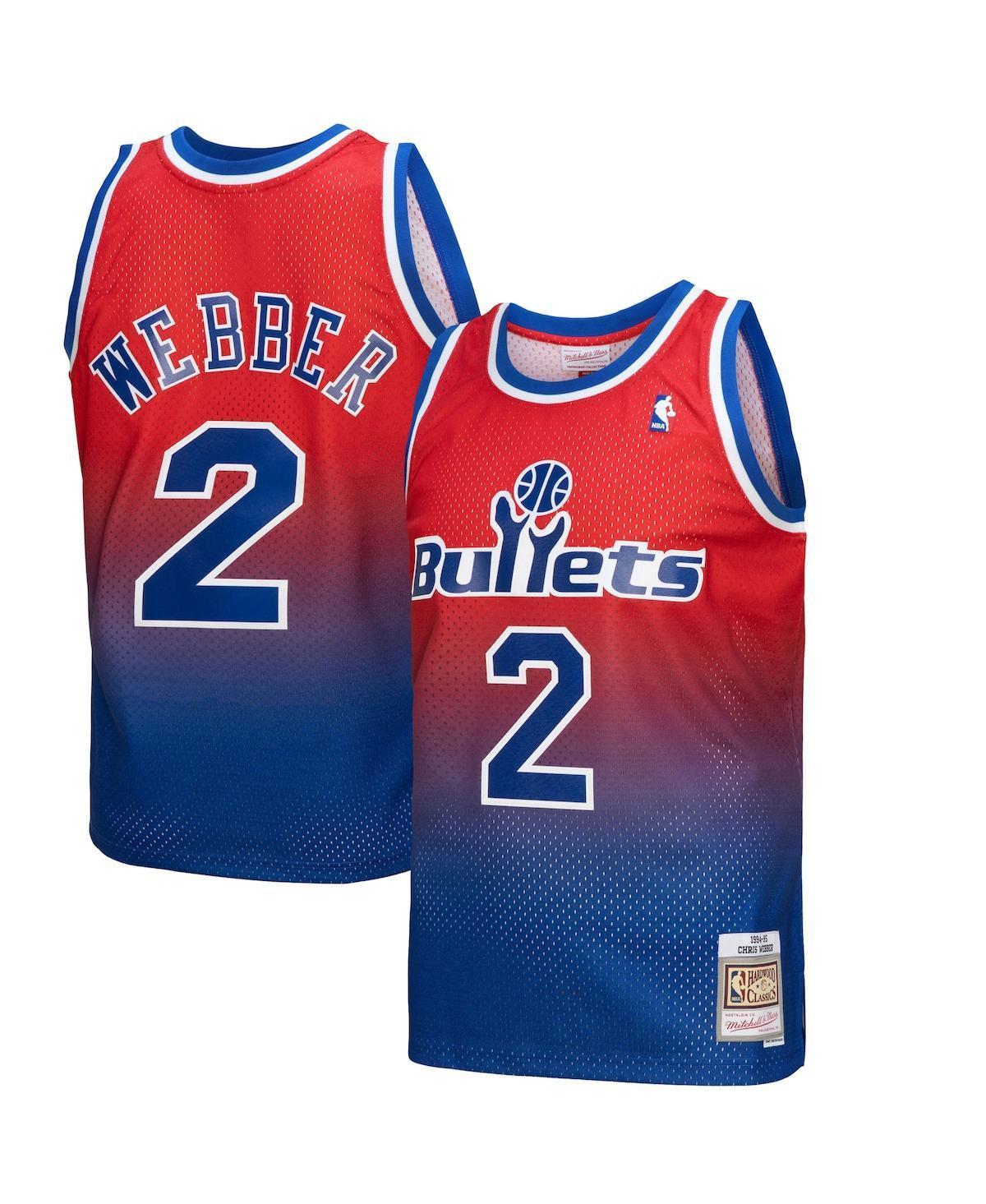 Mens Mitchell & Ness Chris Webber Royal/Red Washington Bullets 1994/95 Hardwood Classics Fadeaway Swingman Player Jersey Product Image