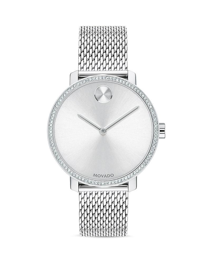 Movado Bold Gold Crystal IP Mesh Bracelet Watch Product Image